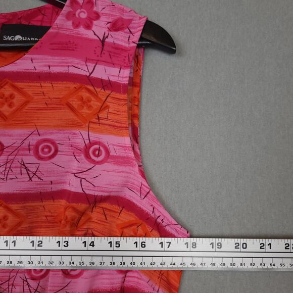Sag Harbor Women's Dress Sz 10 Floral Pink Casual Preppy Modest Colorful Artsy - Picture 10 of 12